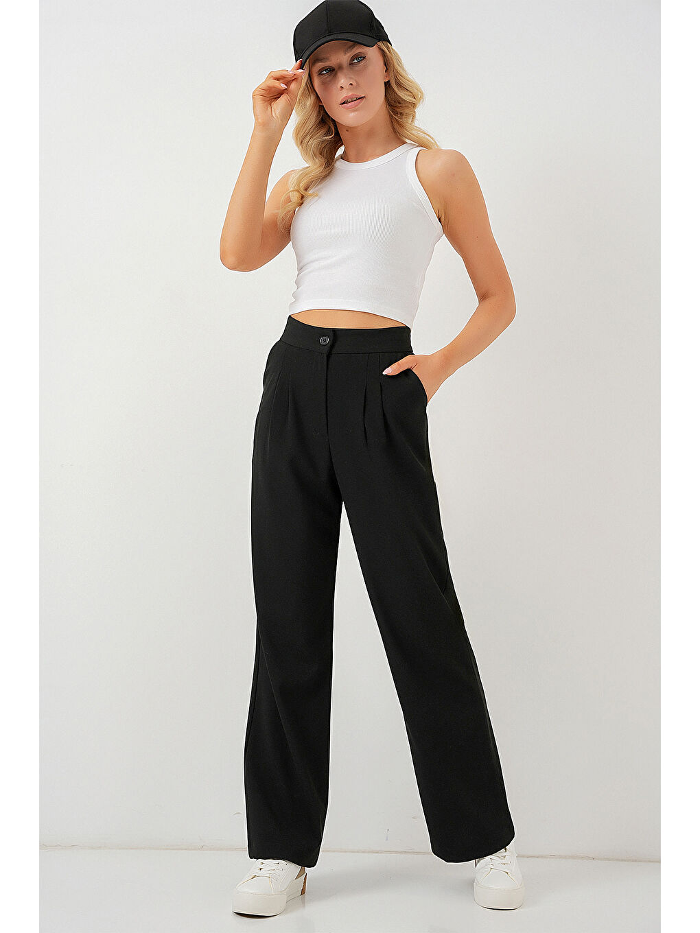 6638 Yüksek Bel Palazzo Pantolon - D. Siyah-2