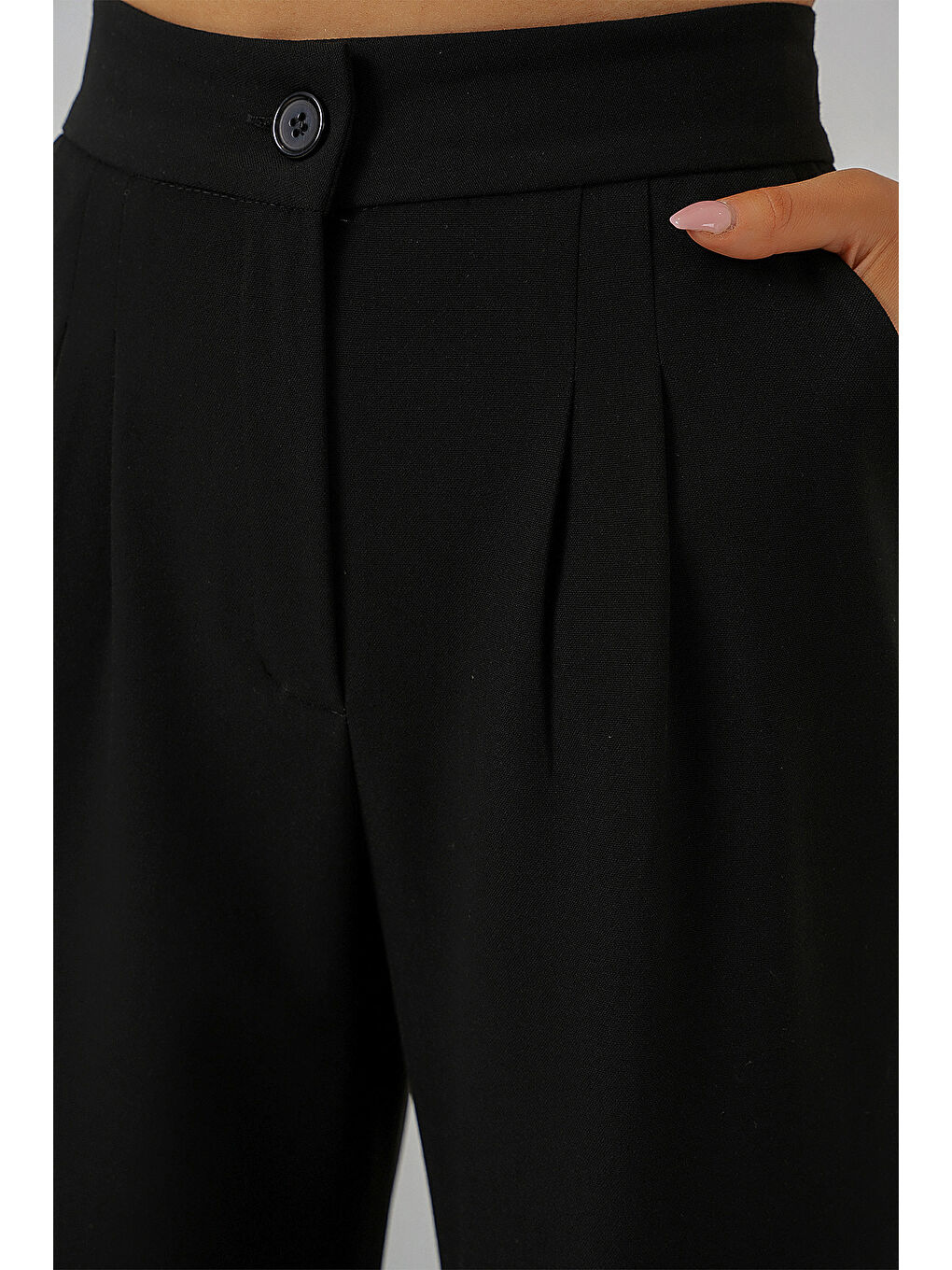 6638 Yüksek Bel Palazzo Pantolon - D. Siyah-5