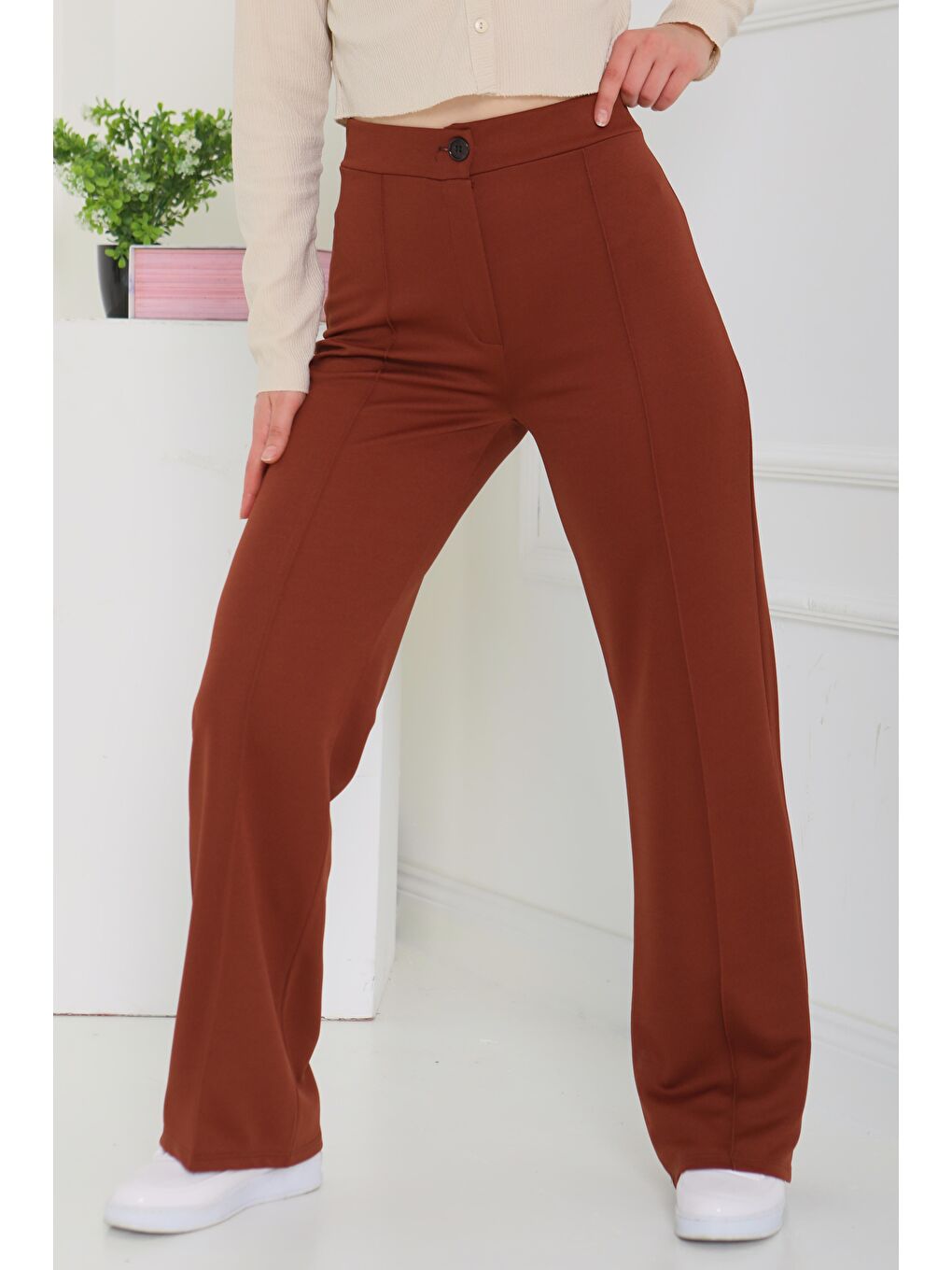 Kahverengi Şerit Detaylı Spor Pantolon Kahve - 27084