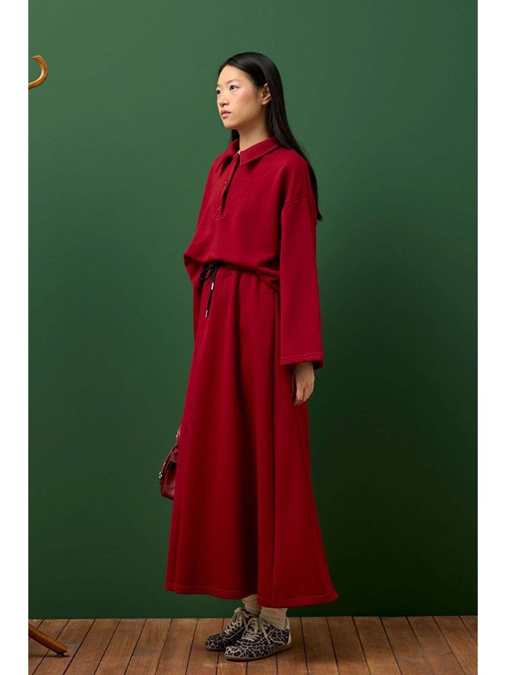 Bordo 3 İplik Yakalı Body & Etek Takım-3