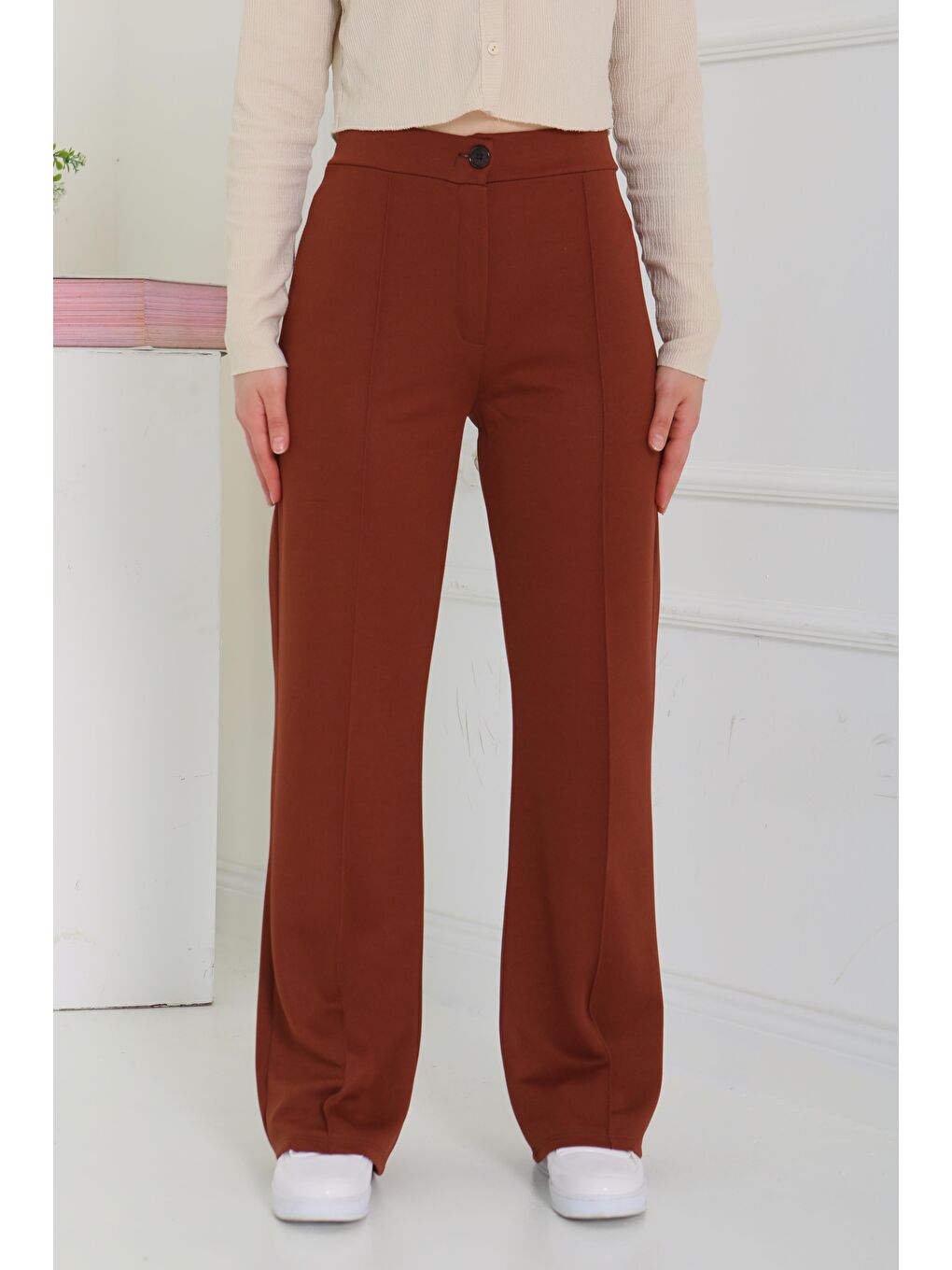 Kahverengi Şerit Detaylı Spor Pantolon Kahve - 27084-3