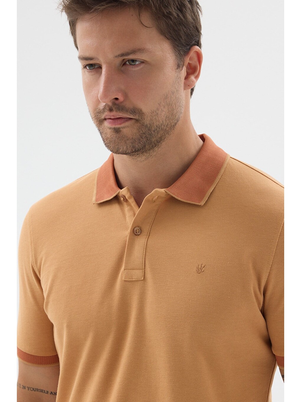 Sarı Polo Yaka Pike Kısa Kol Slim Fit %100 Pamuk Tişört 1011260171-3