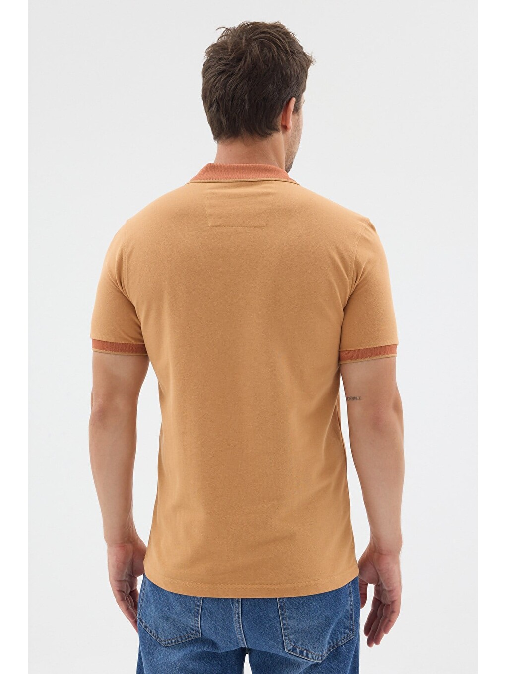 Sarı Polo Yaka Pike Kısa Kol Slim Fit %100 Pamuk Tişört 1011260171-4