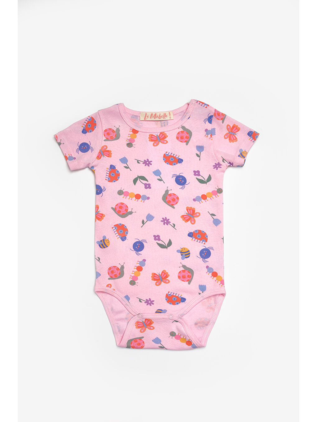 Pembe Çiçek Desenli İkili Kız Bebek Zıbın Set - Zoe-2