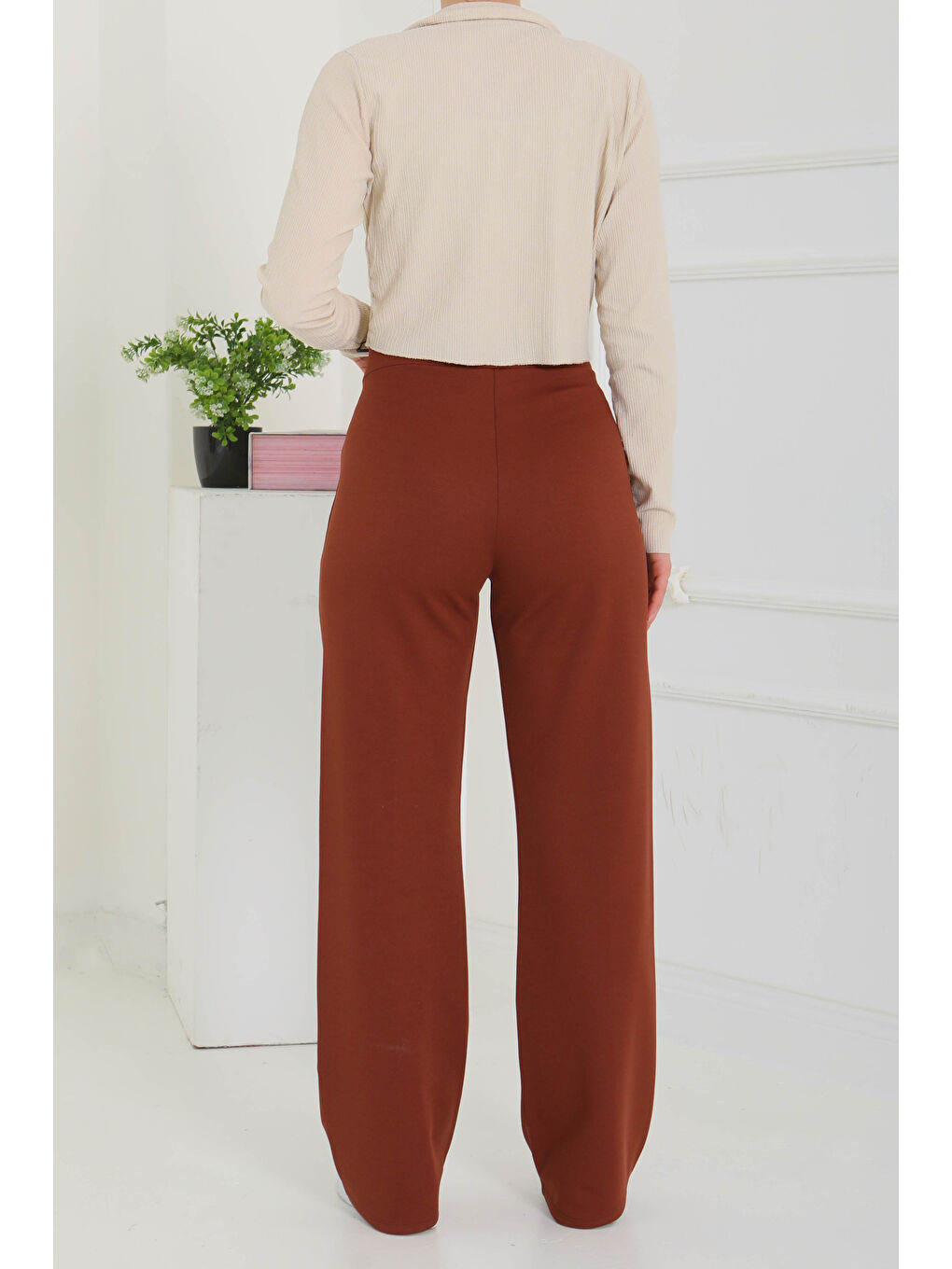 Kahverengi Şerit Detaylı Spor Pantolon Kahve - 27084-5