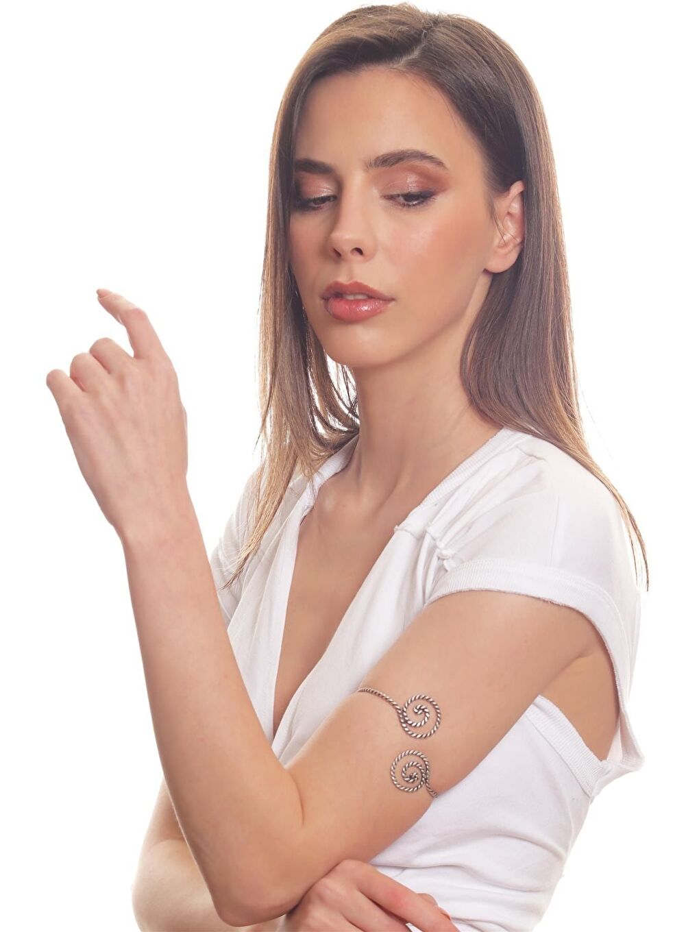Karışık Antik Gümüş Kaplama Ayarlanabilir Dolama Model Spiral Formlu Pazu Bandı & Üst Kol Aksesuarı-1