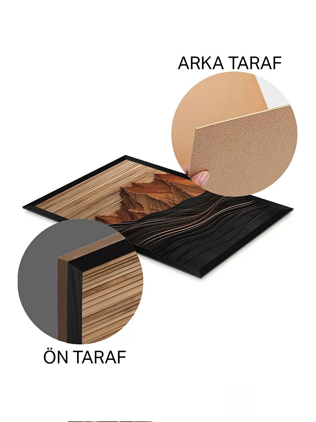 Beyaz 3 Parça Siyah Çerçeve Görünümlü MDF Poster Tablo Seti 33x48 cm - Set 31-1