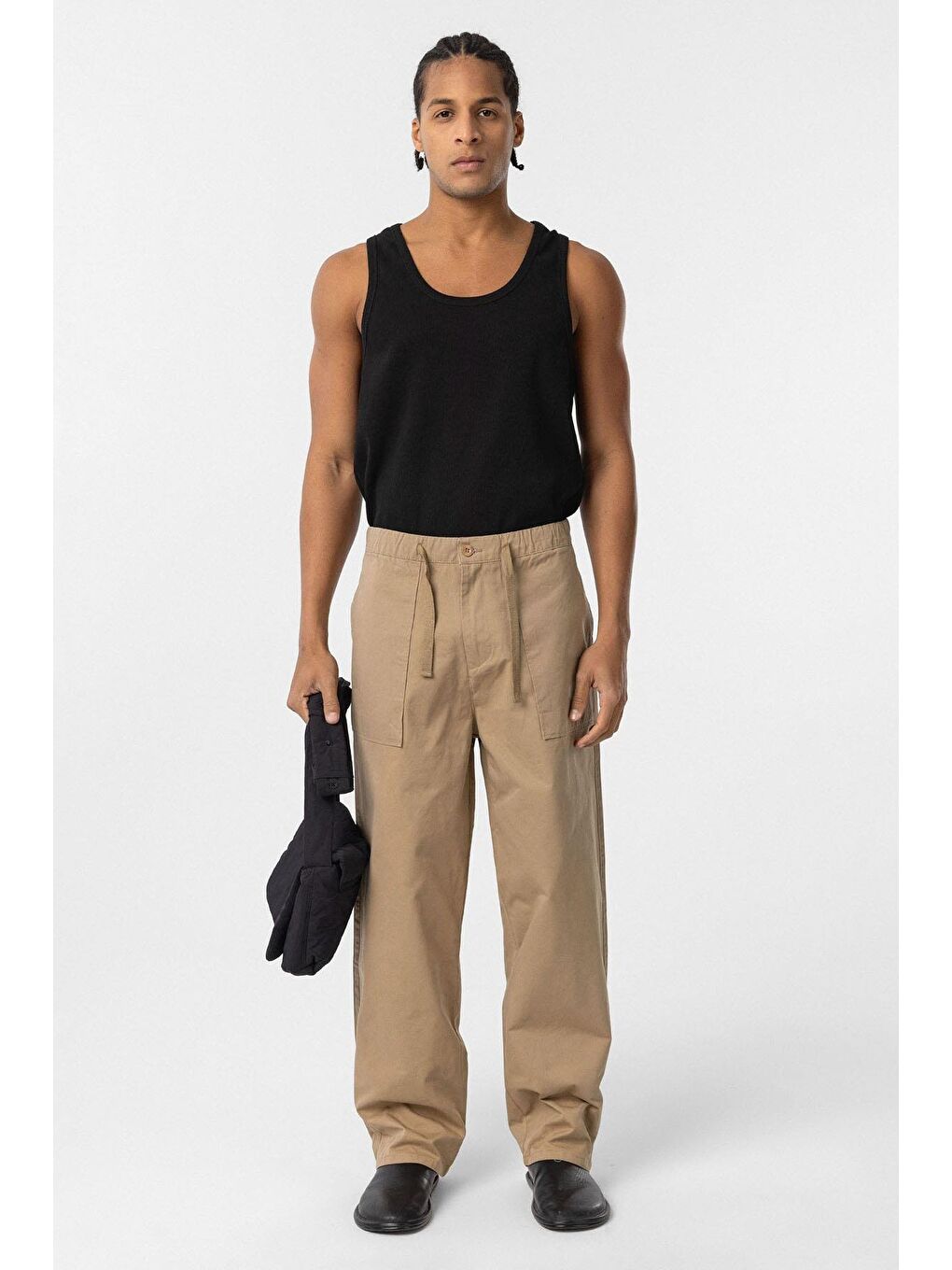 Kahverengi Baggy Fit Gabardin Pantolon Taba