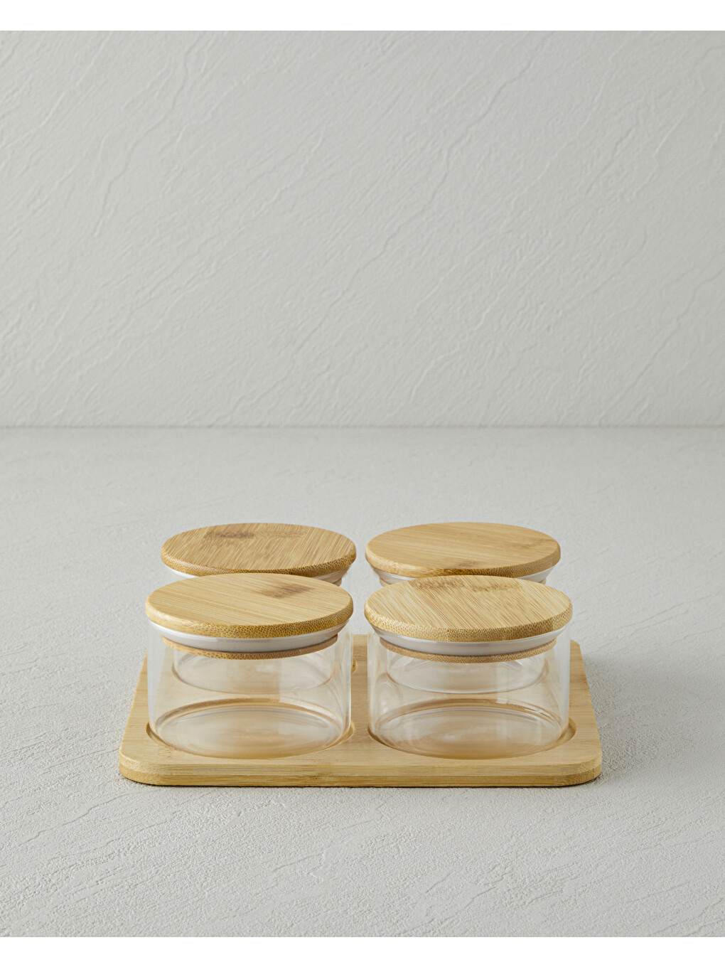 Renksiz Sunwake Cam-bambu 4'lü Kahvaltılık 18x18 Cm Şeffaf