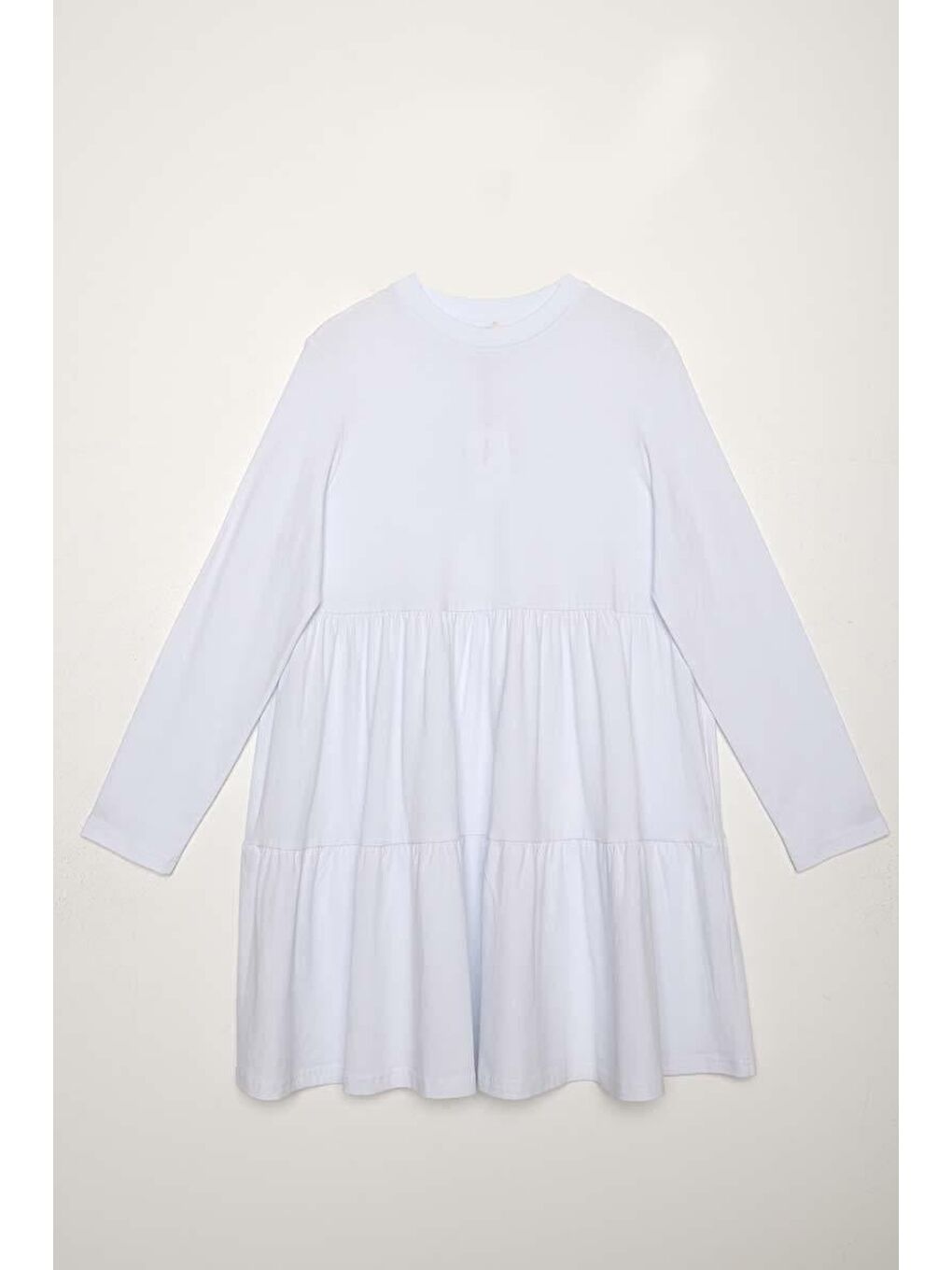 Beyaz-Pamuklu Robadan Büzgülü Tunik-6