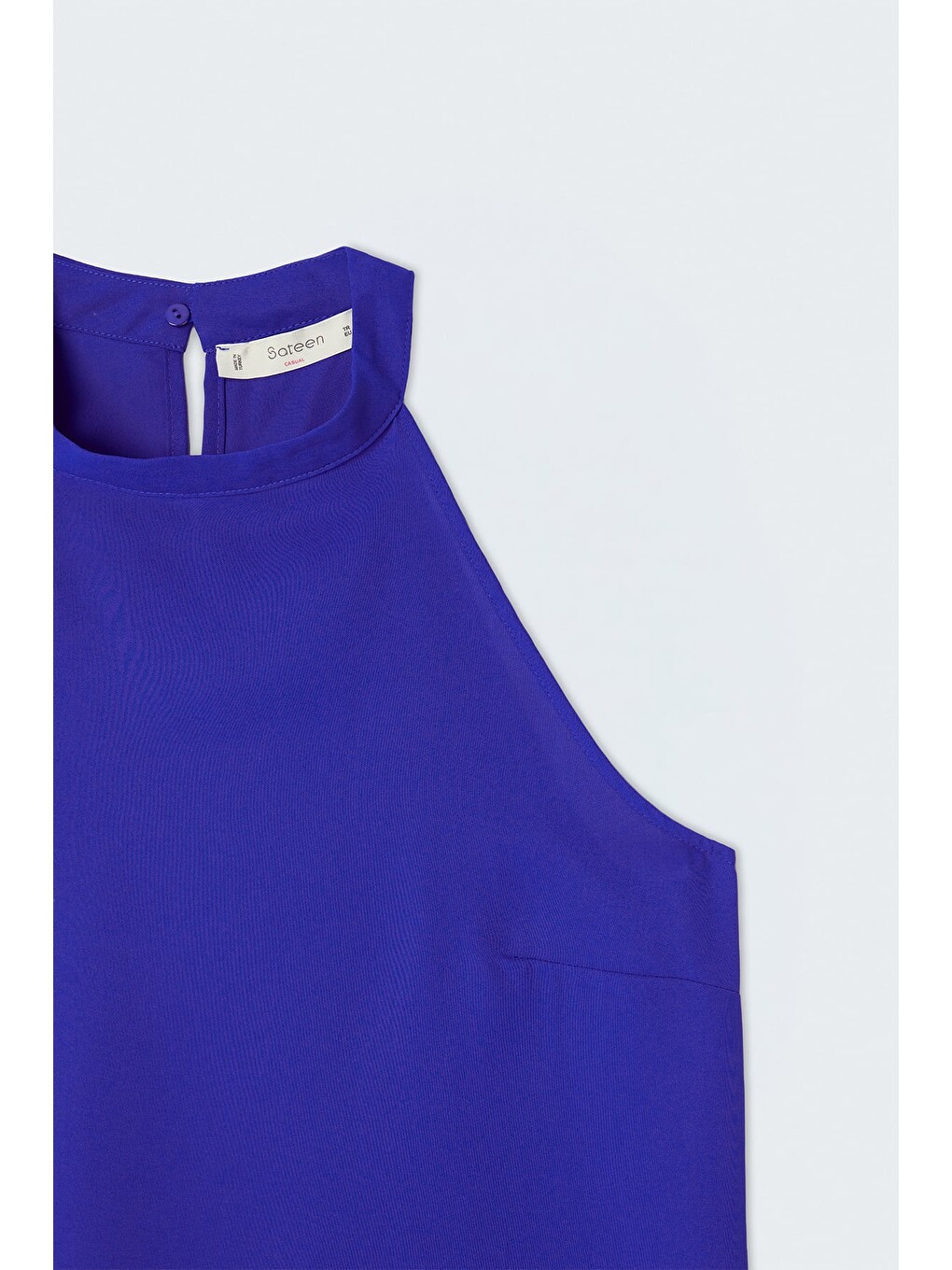 Halter Yaka Bluz - Sax Mavi-2