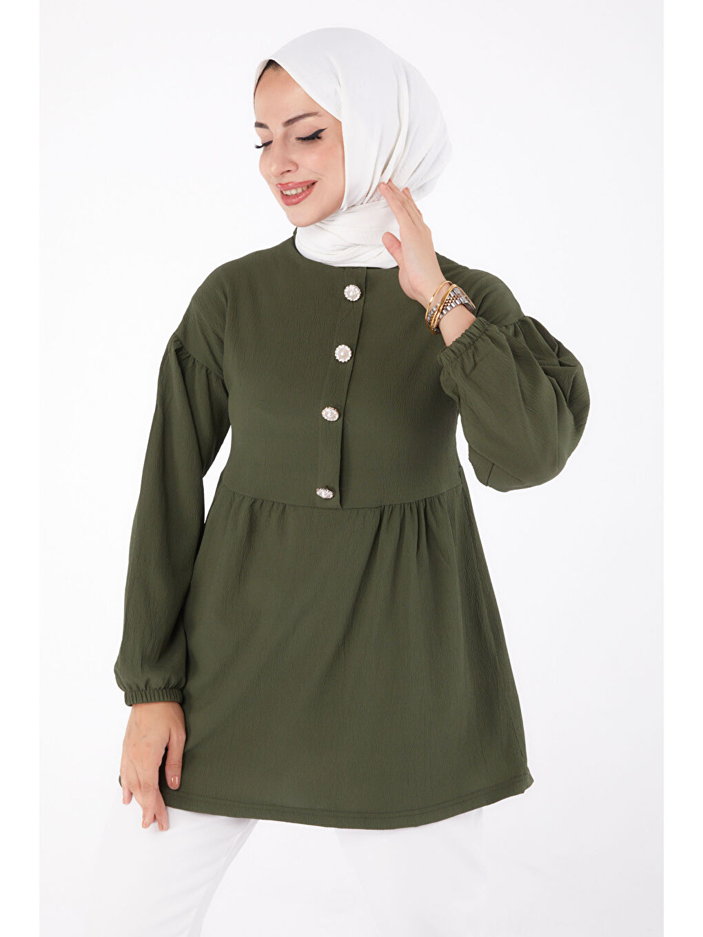 Taşlı Tunik Haki - 13294-1