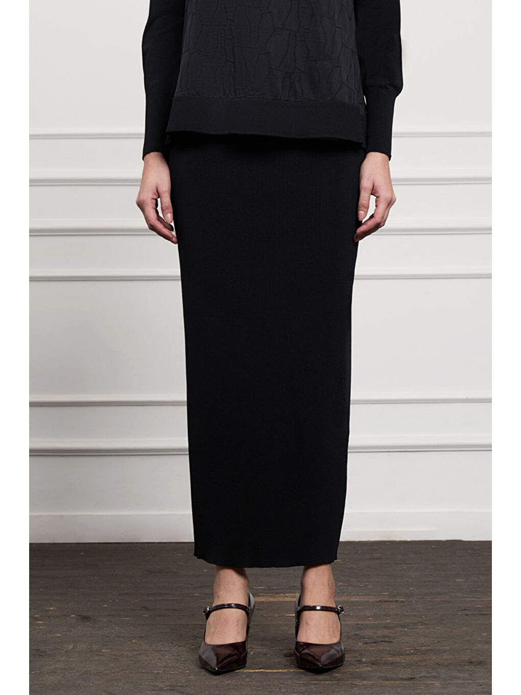 Merserize Çelik Örme Etek 013 Siyah