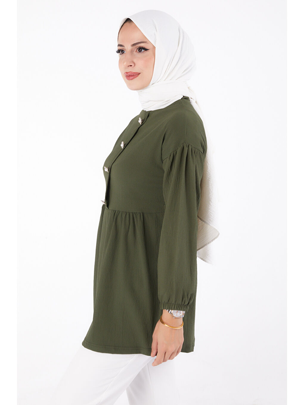 Taşlı Tunik Haki - 13294-3
