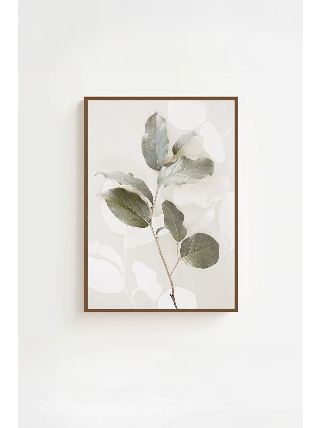 Beyaz Tek Parça Kahverengi Gerçek Ahşap Çerçeveli Tablo Seti 33x48 cm - Model 21-1