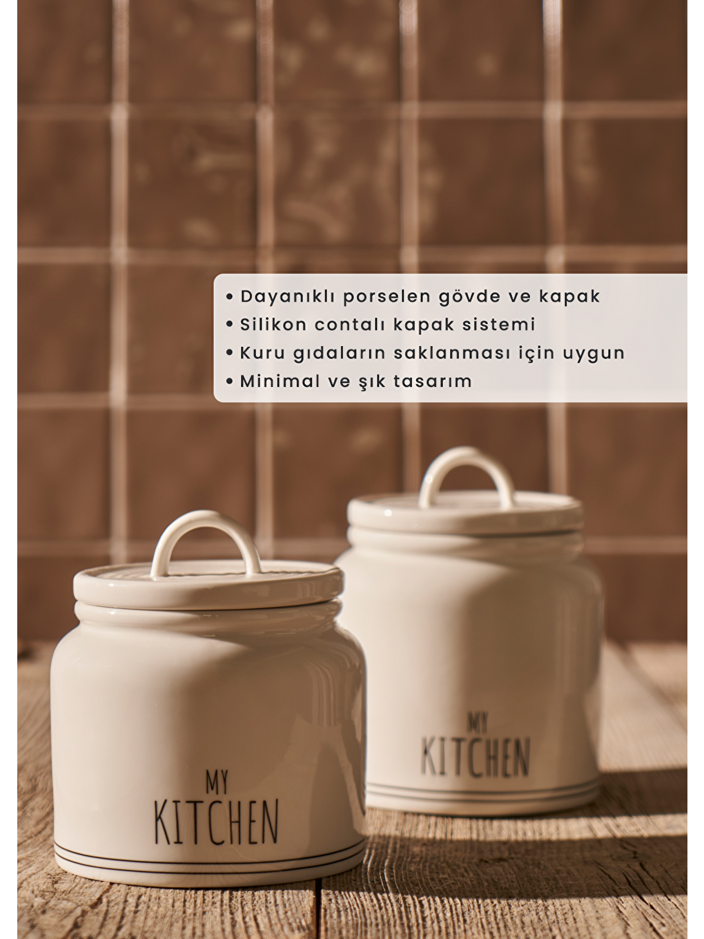 My Kitchen 3'lü Porselen Kavanoz Seti Beyaz (500 Cc)-4