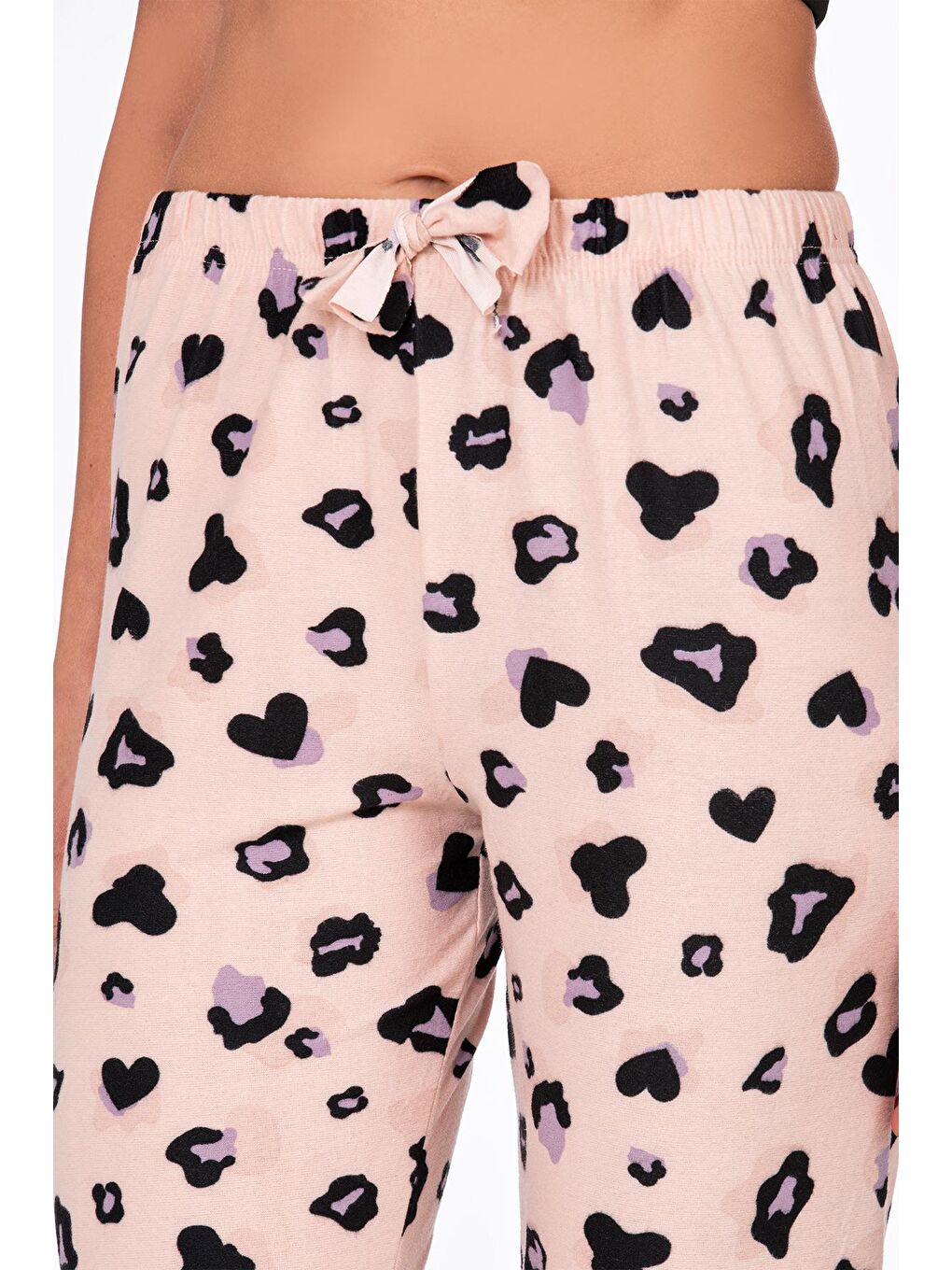 Bej Kadın Süet Leopar Desenli Pijama Tek Alt-1