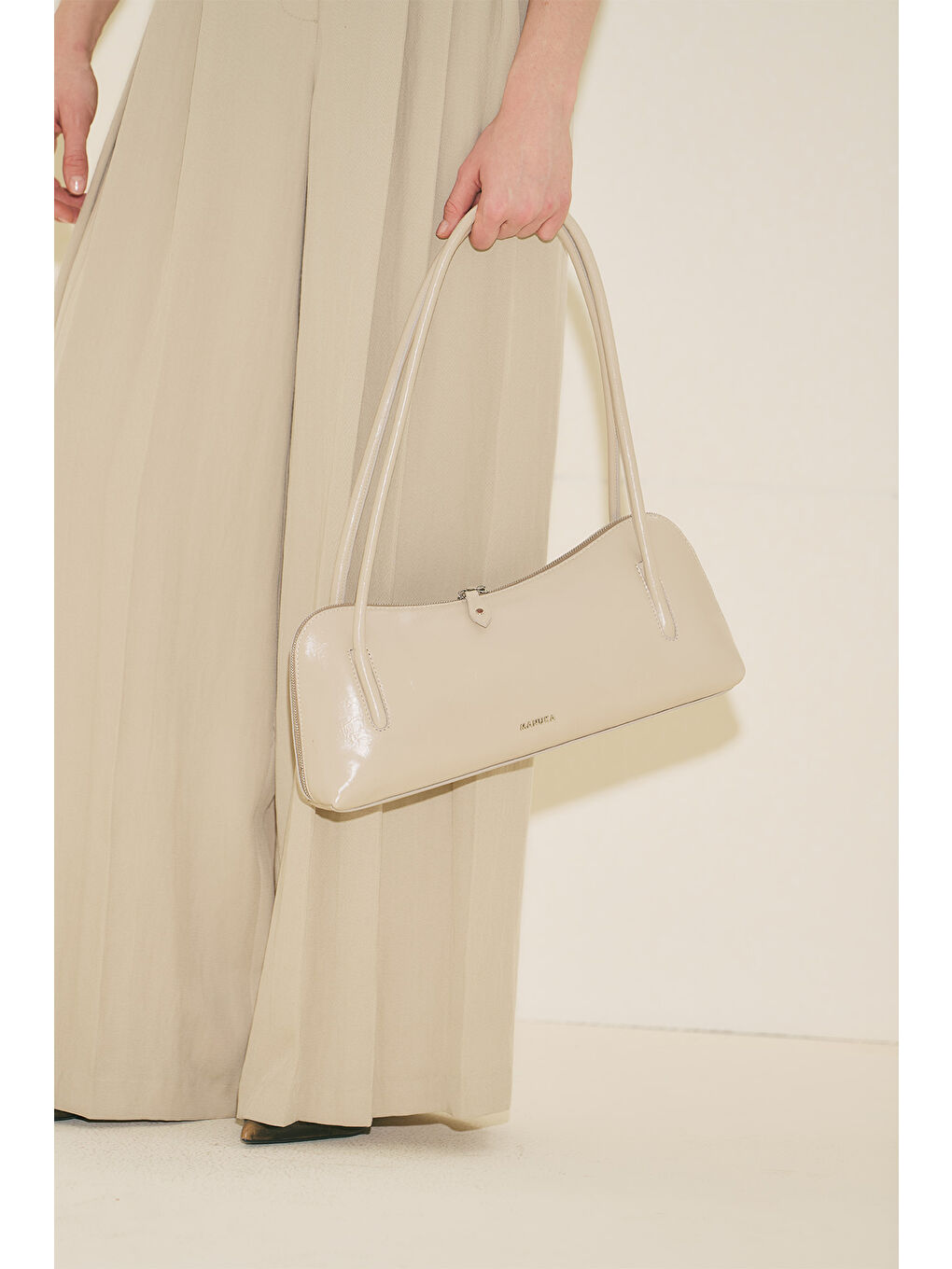 Bej Kera Baget Çanta Taş