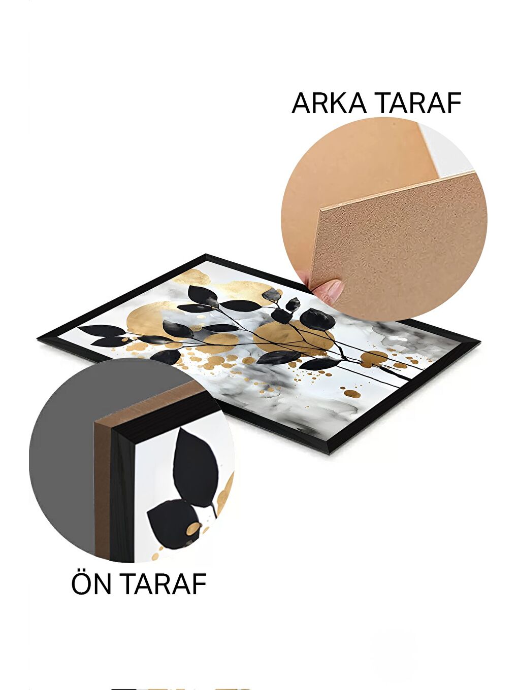 Beyaz 3 Parça Siyah Çerçeve Görünümlü MDF Poster Tablo Seti 33x48 cm - Set 27-1