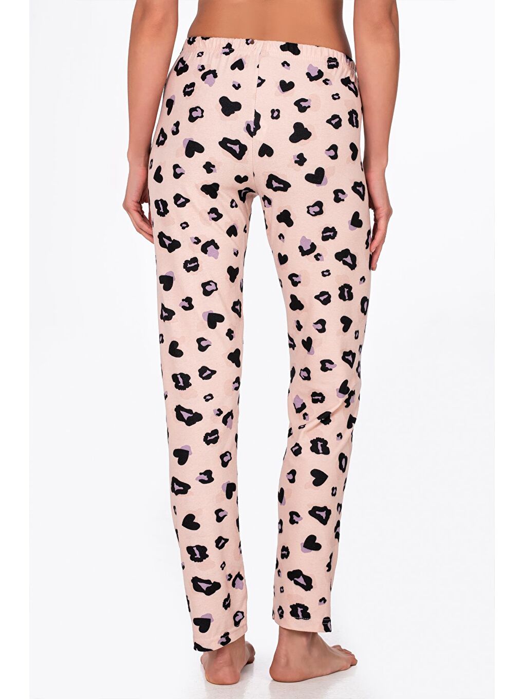 Bej Kadın Süet Leopar Desenli Pijama Tek Alt-2