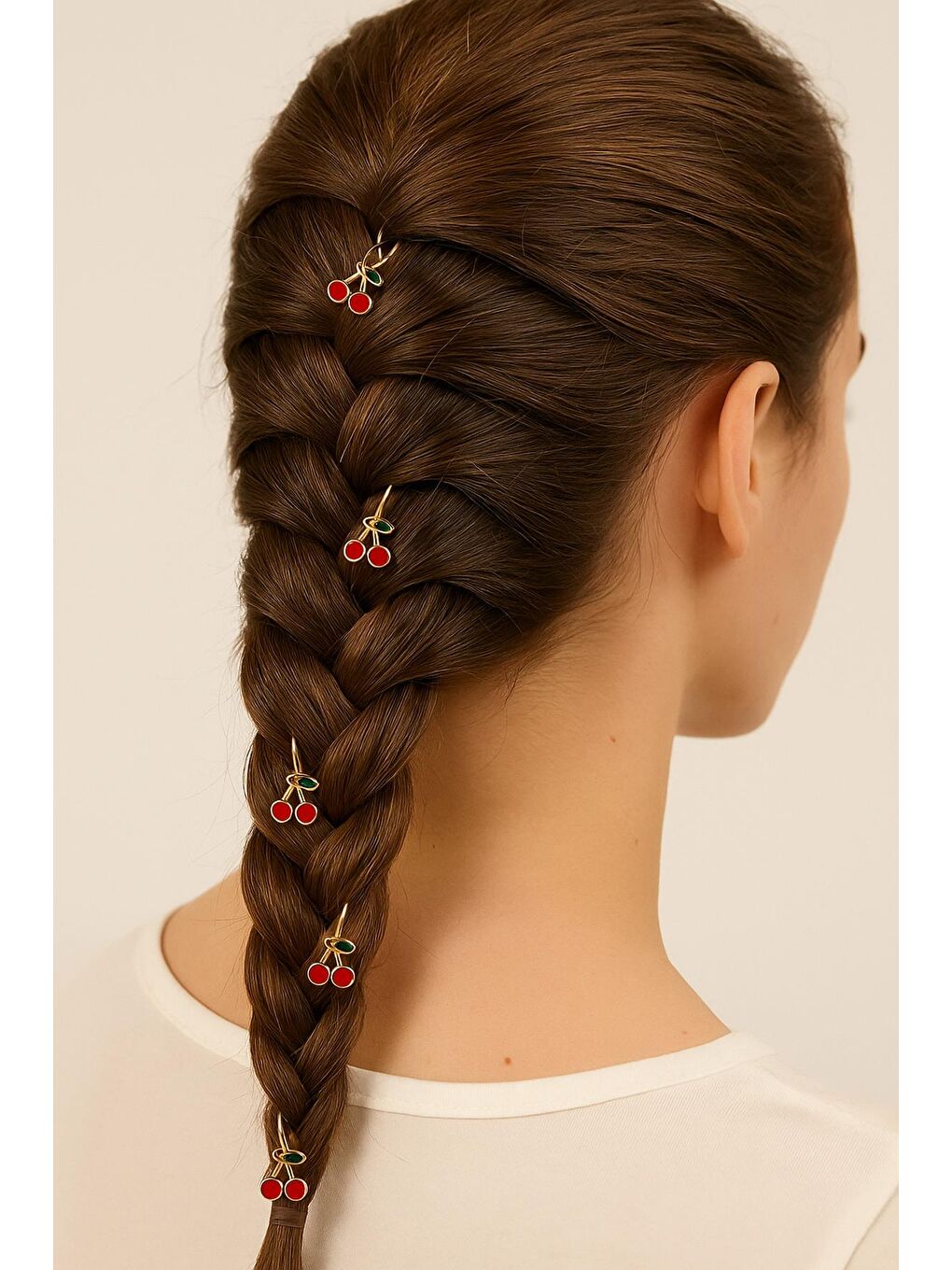 Sarı 10'lu Tatlı Kirazlar Saç Küpesi Seti-1