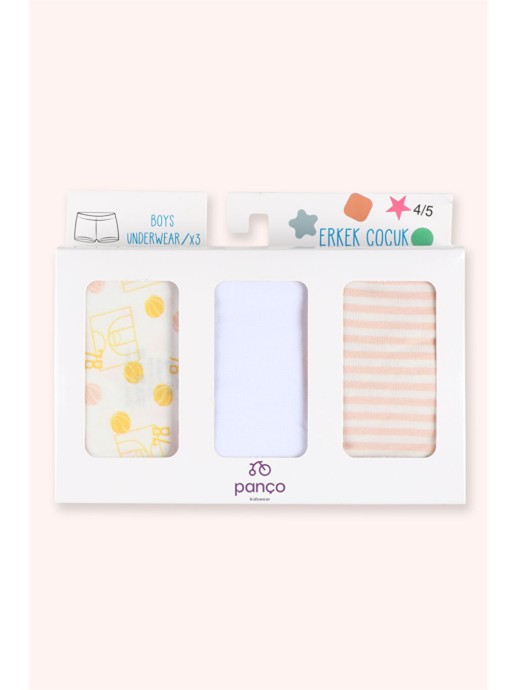 Erkek Çocuk Basketbol Figürlü Sarı 3'lü Boxer Seti-1