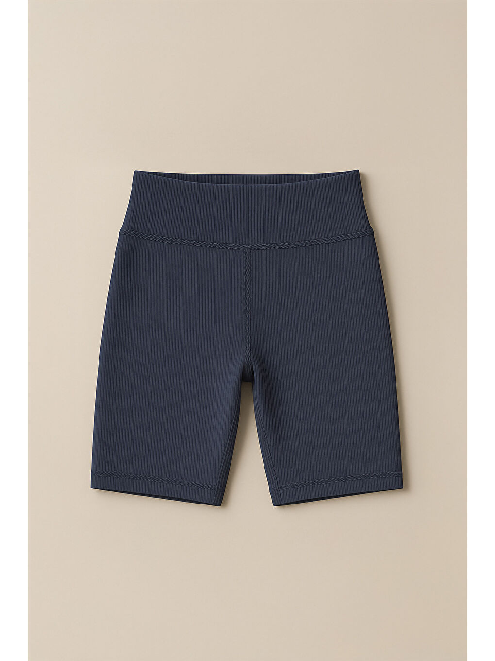 İndigo Kadın Yüksek Bel Toparlayıcı Ripli Fitilli Kısa Spor Tayt-3