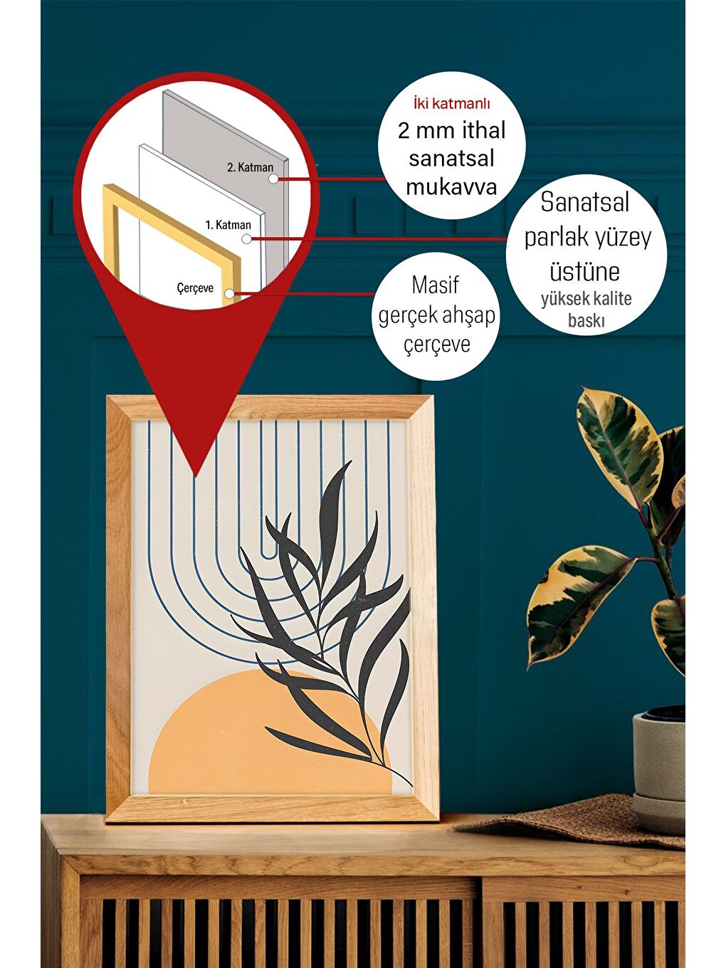 Beyaz Gerçek Ahşap Çerçeveli 3 Parça 3D Poster Tablo Seti 33x48 cm - Set 23-2