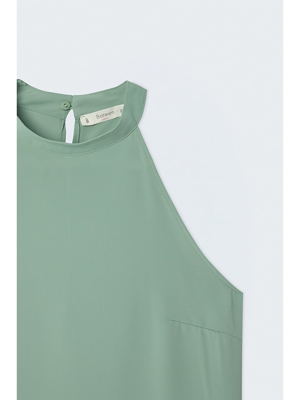 Yeşil Halter Yaka Bluz - Mint-2
