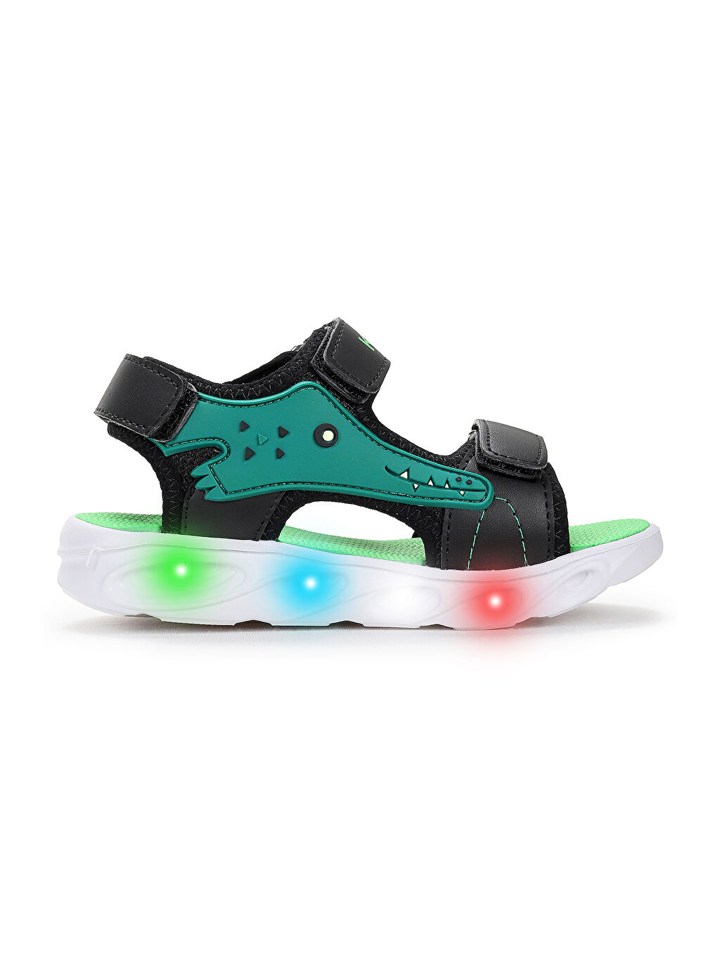 Siyah Arnı Günlük Işıklı Cırtlı Erkek Çocuk Sandalet Ayakkabı-2