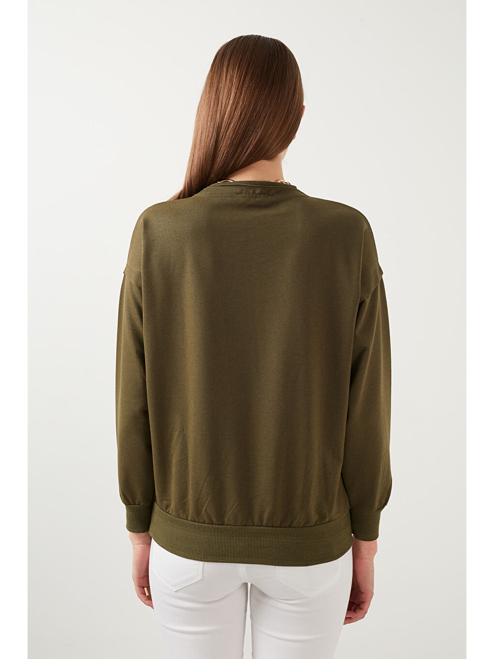 Haki Bisiklet Yaka Basic Örme Sweat 5413012-3