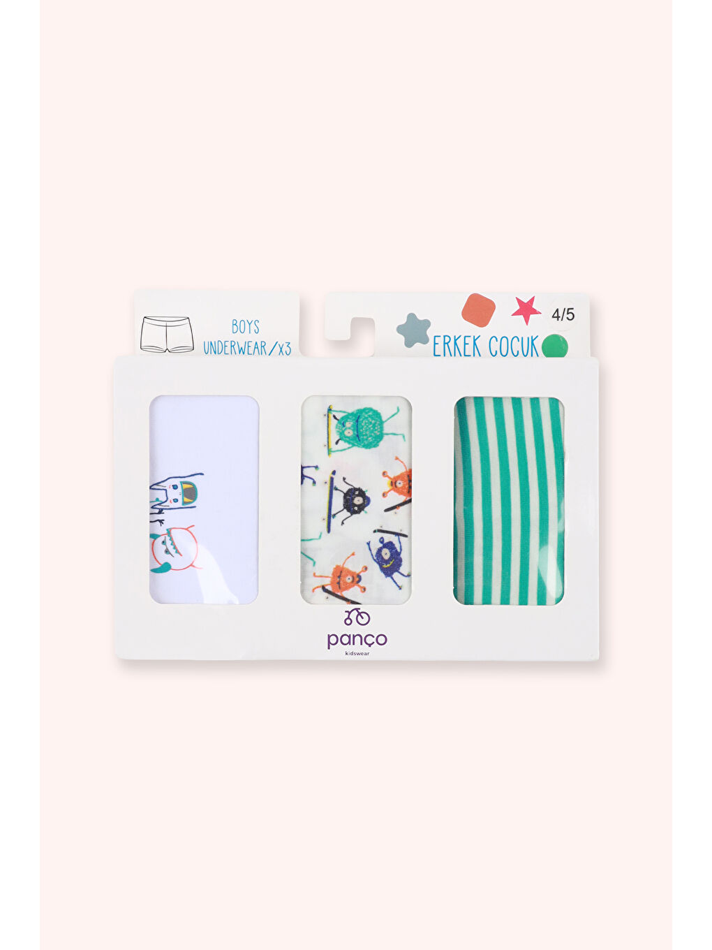 Erkek Çocuk Canavar Figürlü Yeşil 3'lü Boxer Seti-1