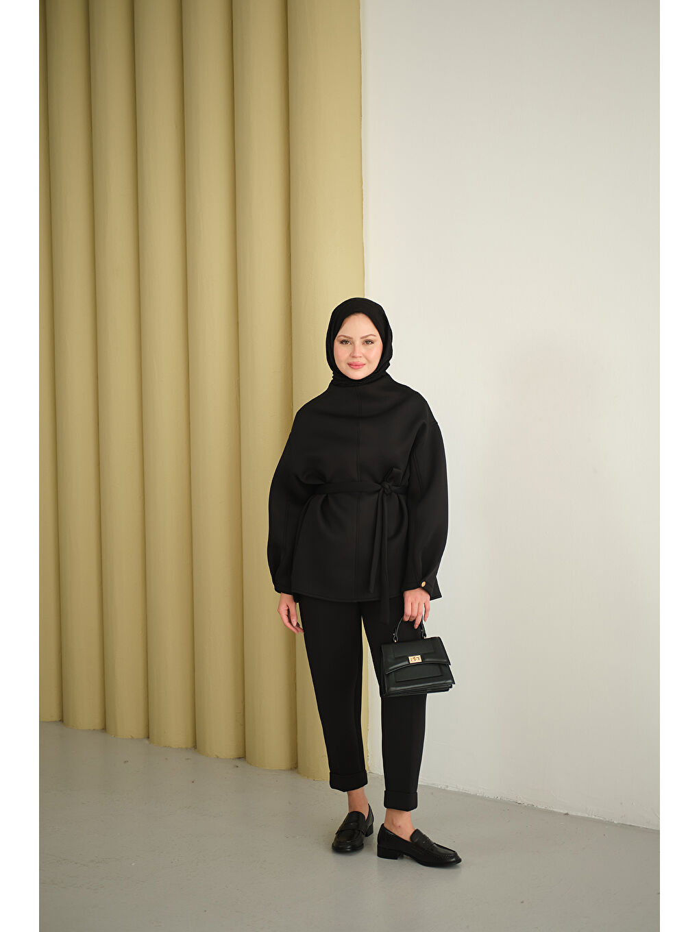 Kadın Bel Bağlamalı Takım Siyah-2