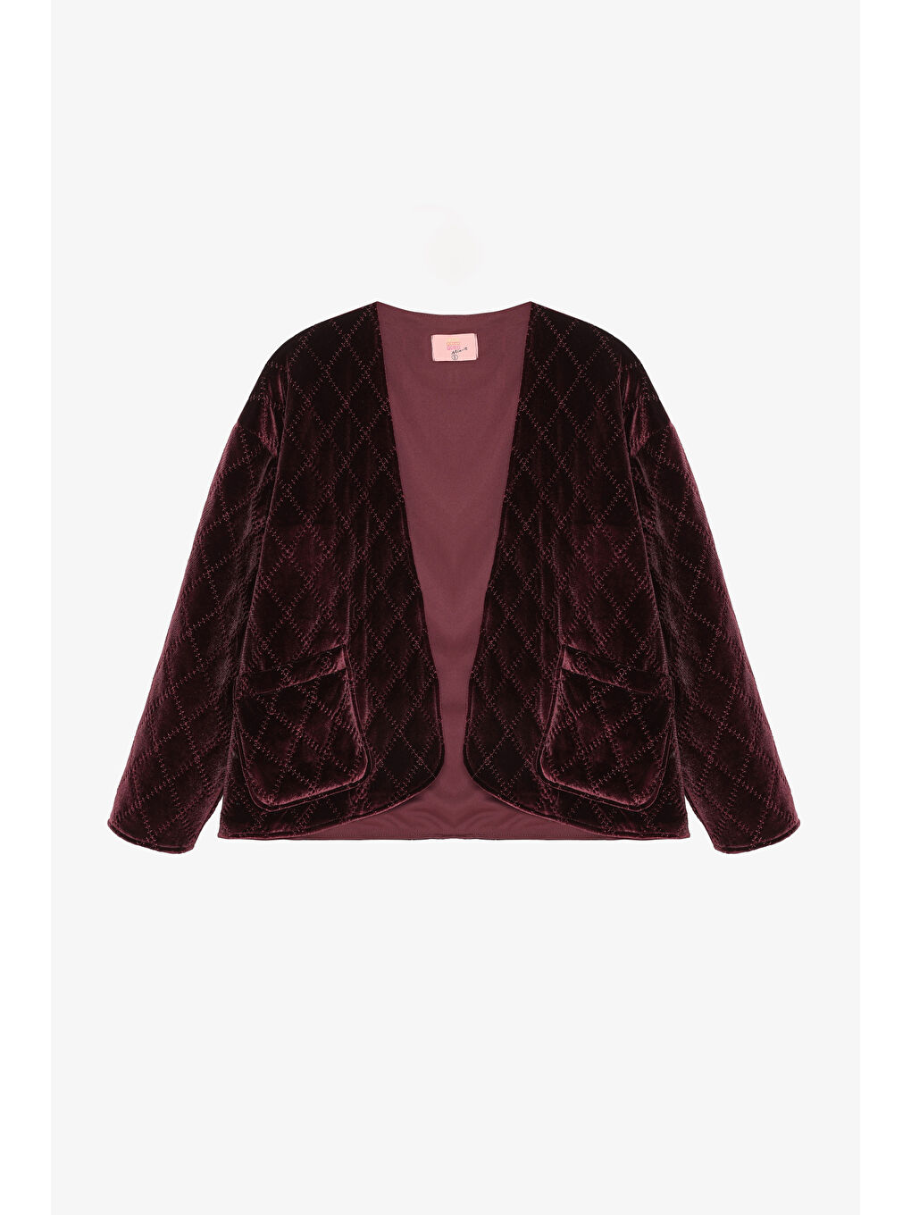 Kapitone Kadife Kısa Ceket Bordo