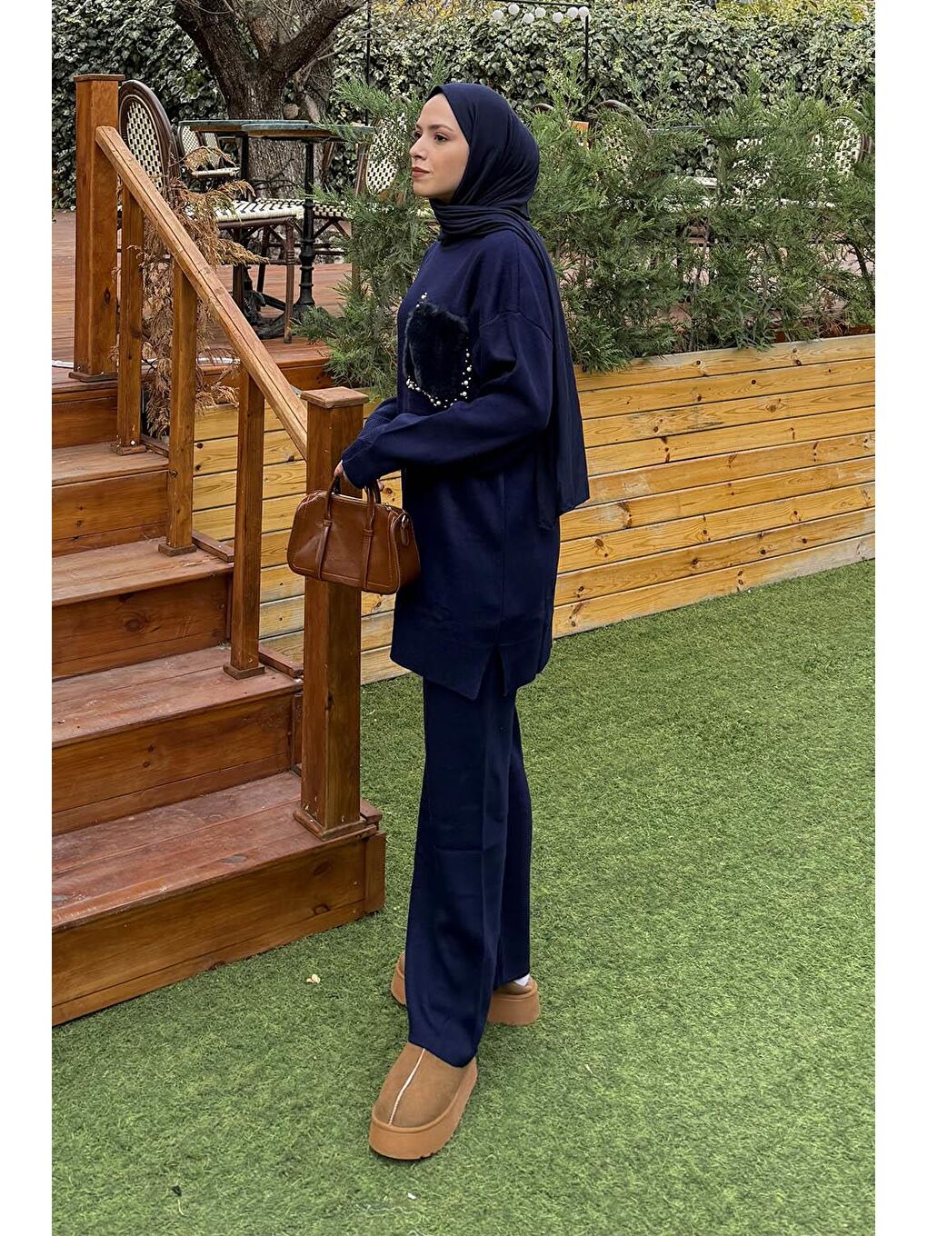 Pelüş Cep Triko Takım Lacivert-1