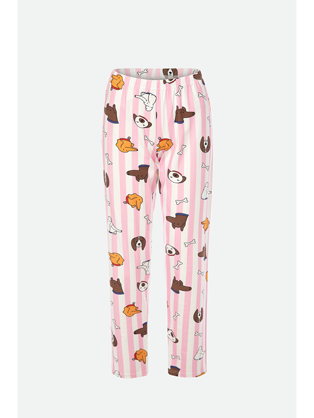 Pembe Kadın Kısa Kollu Pamuklu Desenli Pijama Takımı-2