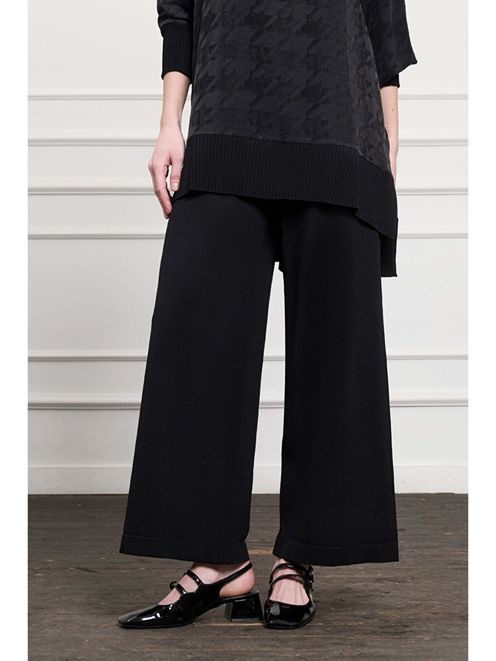 Merserize Bol Paça Pantolon 002 Siyah-1