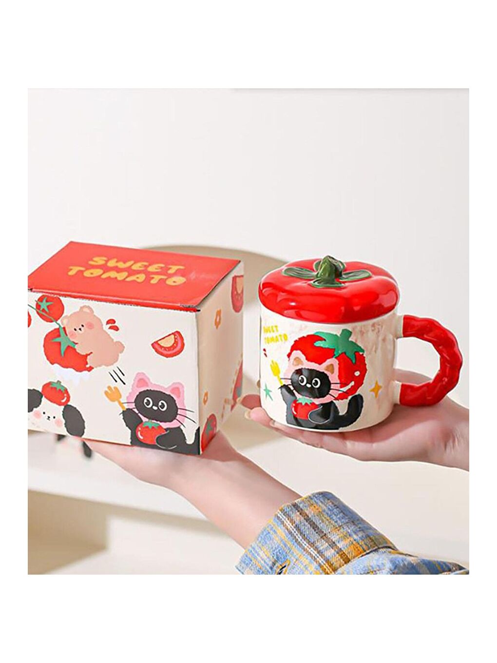 Karışık Domates Dostlar Temalı Seramik Kupa-1