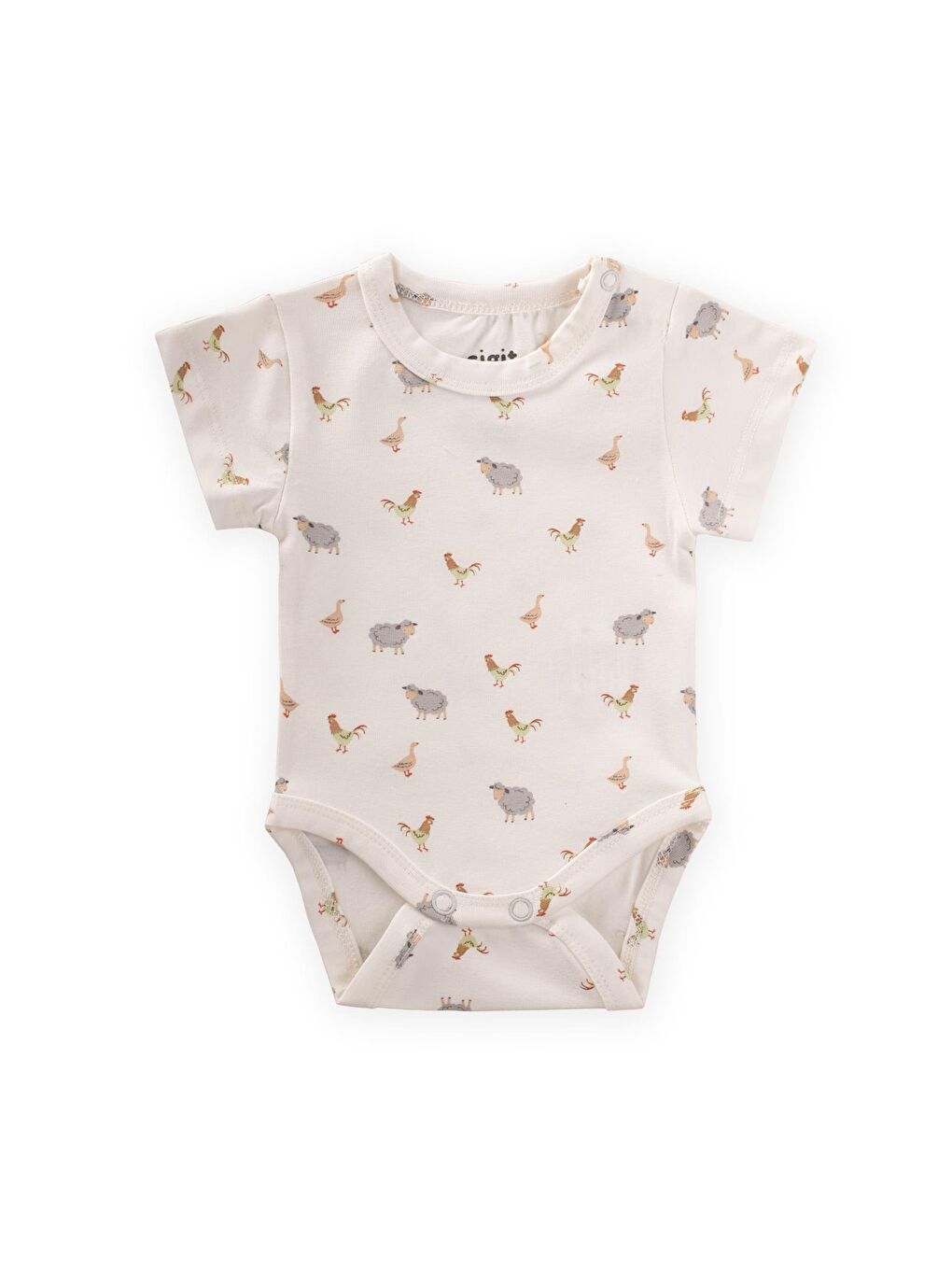 Beyaz Zıbın 0-3 Yaş Hayvan Baskılı