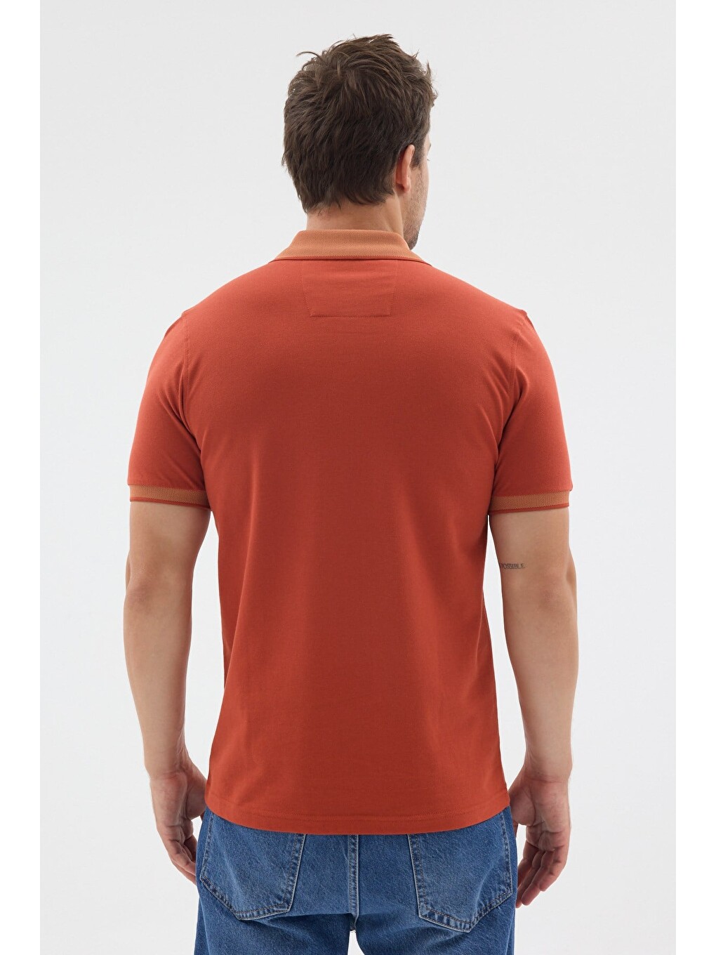 Kahverengi Tarçın Polo Yaka Pike Kısa Kol Slim Fit %100 Pamuk Tişört 1011260171-4