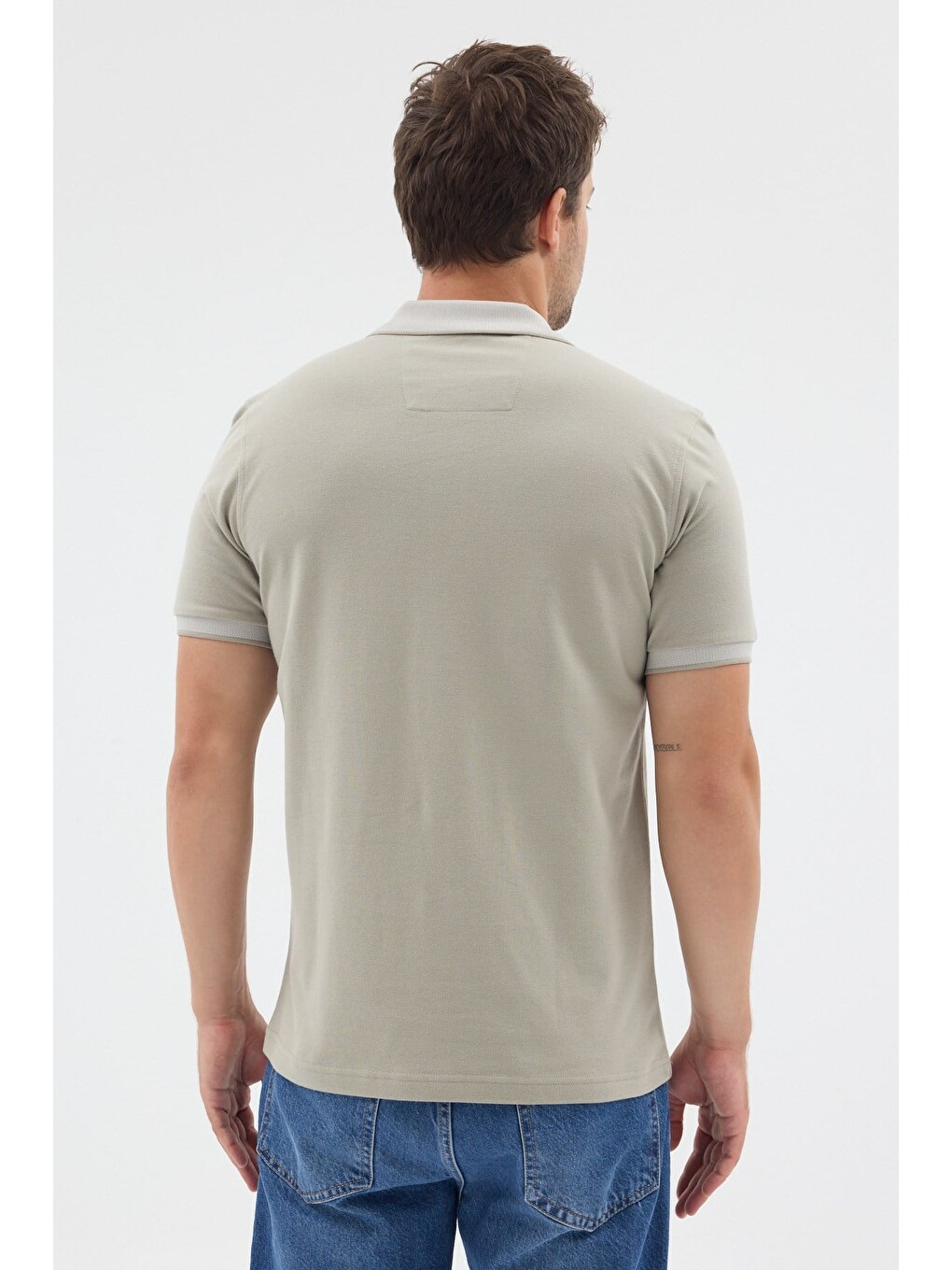 Haki Polo Yaka Pike Kısa Kol Slim Fit %100 Pamuk Tişört 1011260171-4