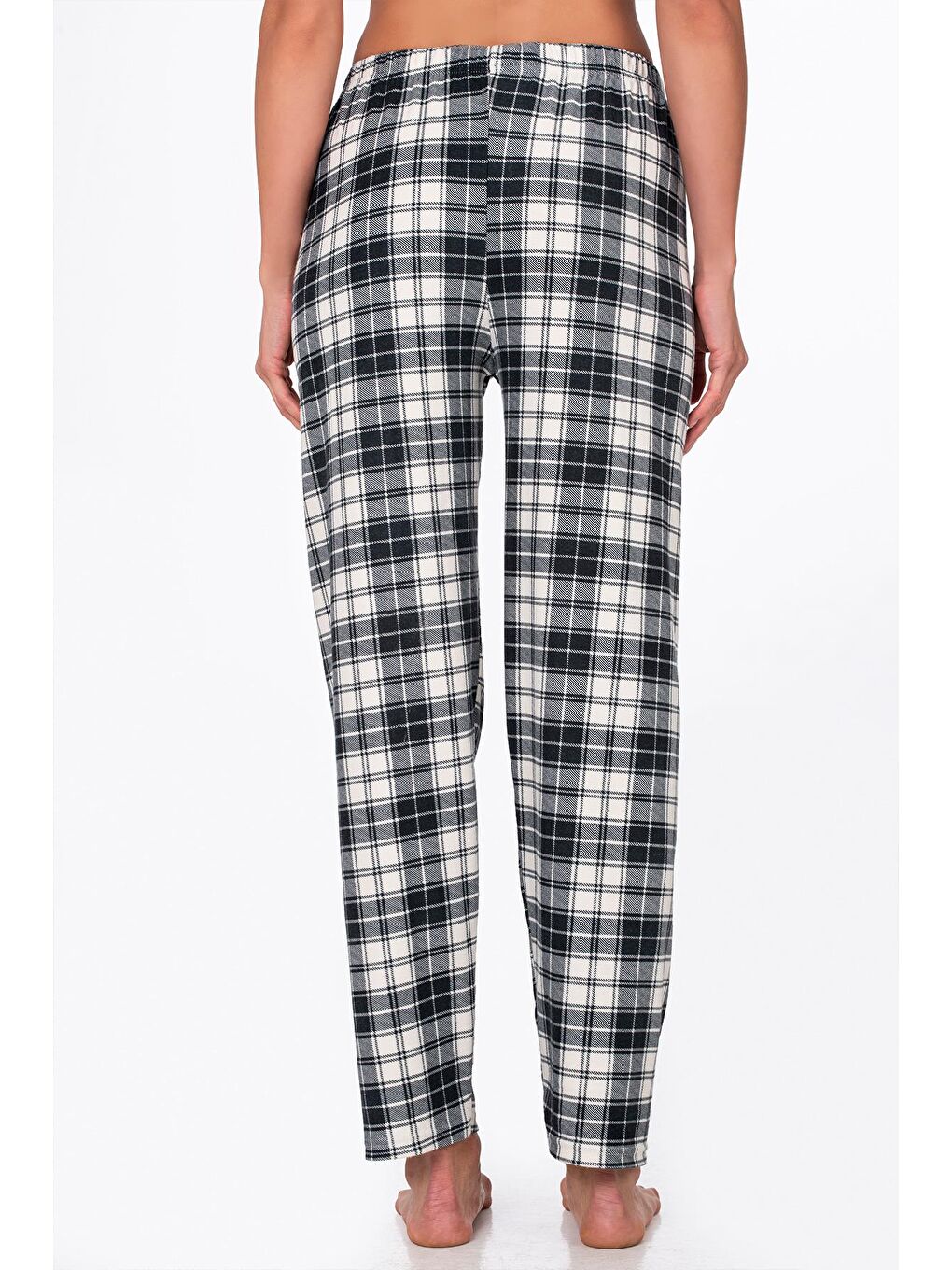 Kadın Süet Siyah Kareli Pijama Tek Alt-2