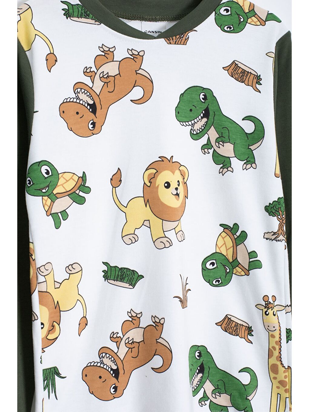 Haki Hayvanlar Alemi Baskı Erkek Çocuk Pijama Takımı 22764-1