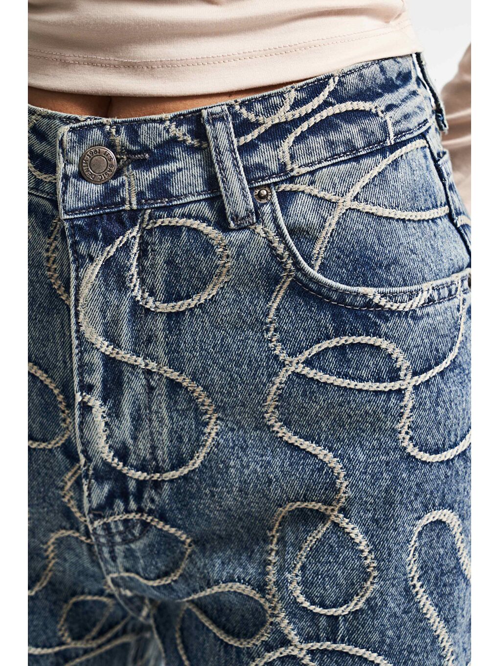 Mavi Kadın T.Kot Rengi 3w5-32 Straight Fit Yüksek Bel Nakış Özellikli Kumaş Tasarım Denim Jean-2