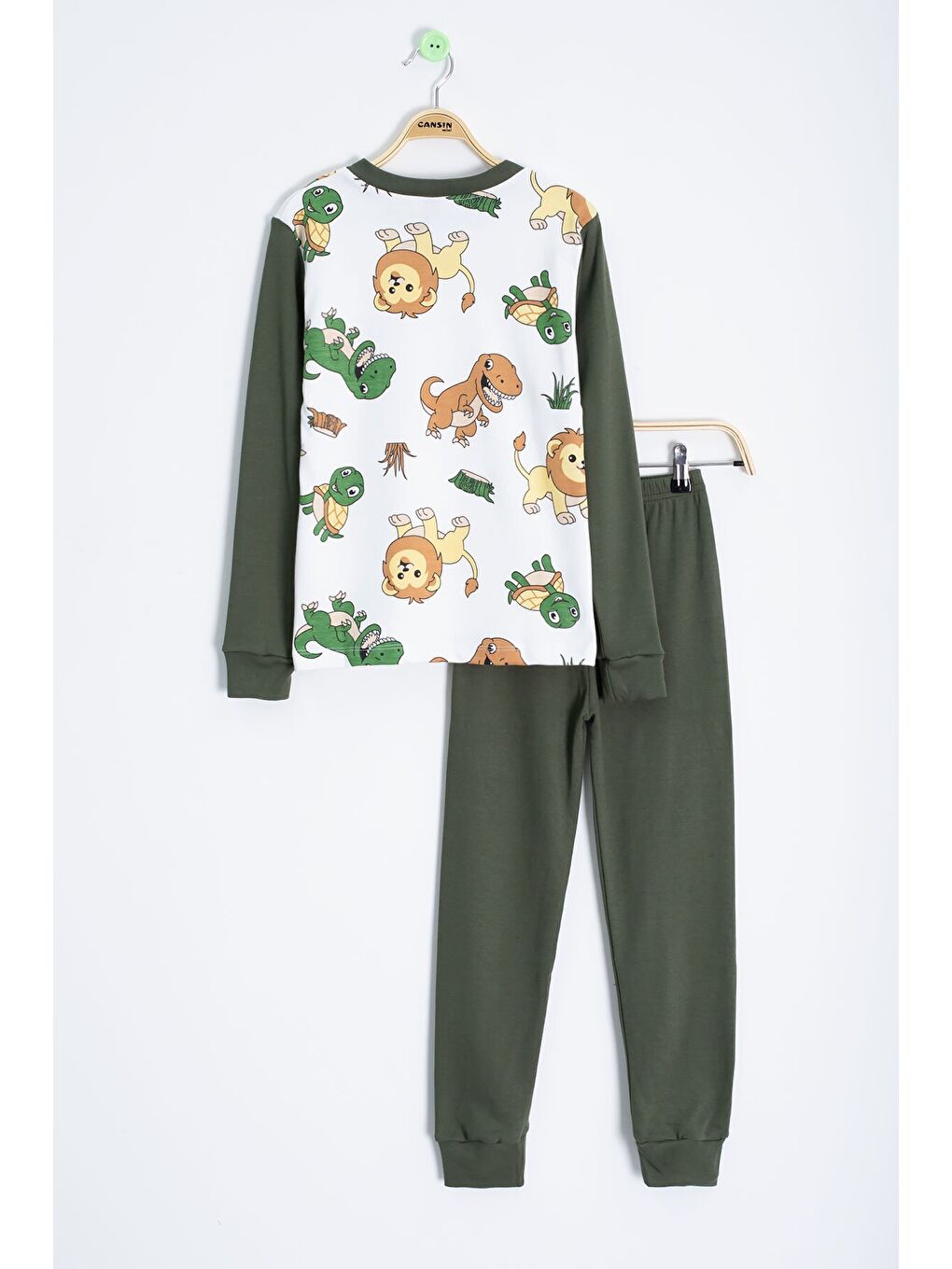 Haki Hayvanlar Alemi Baskı Erkek Çocuk Pijama Takımı 22764-2