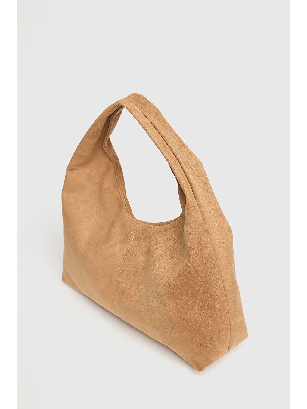 Kahverengi Kadın Camel Süet Shopper Omuz Çantası – Yumuşak Form Vintage Model-1