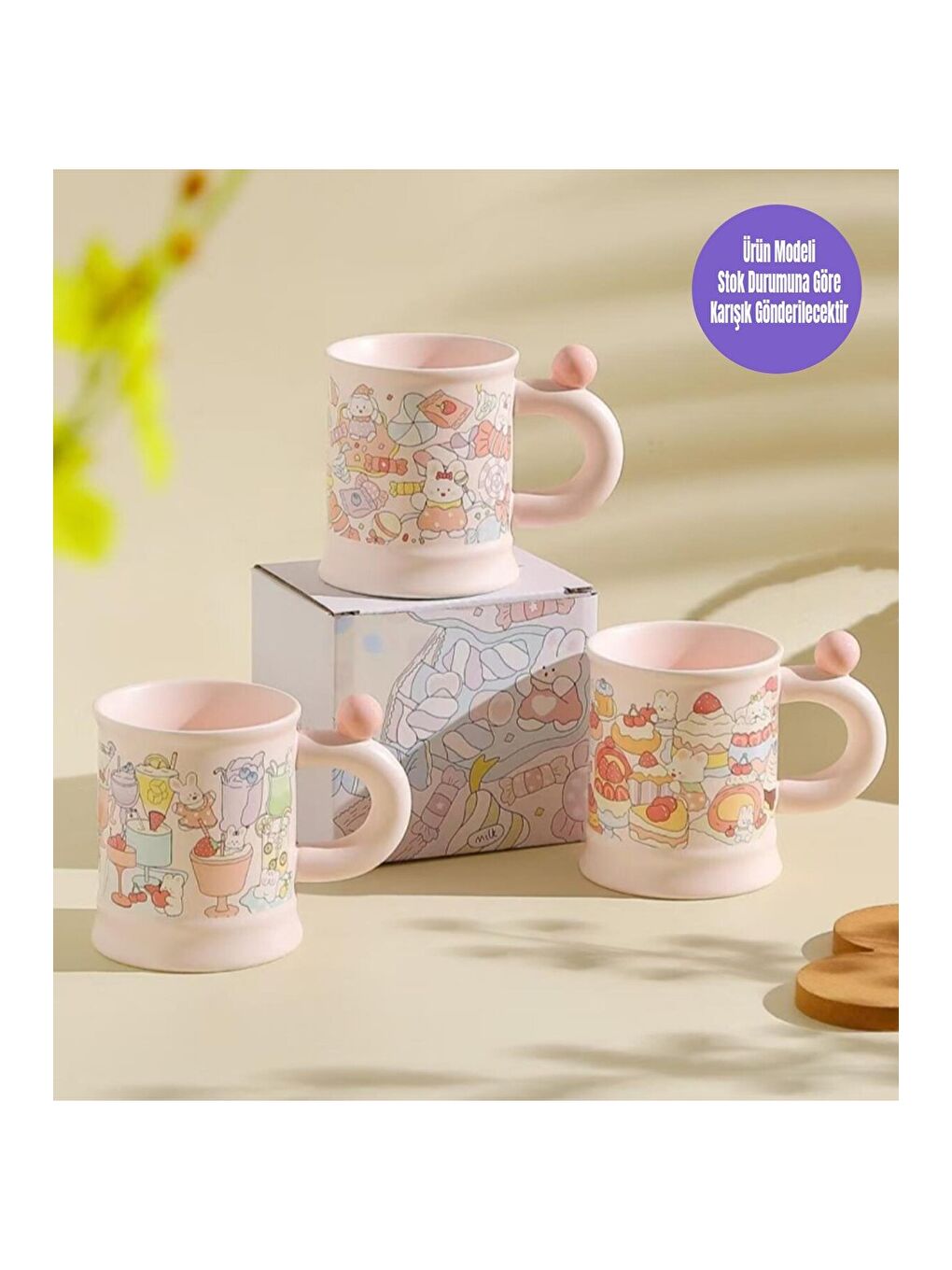 Karışık Tatlı Düşler Temalı Seramik Kupa