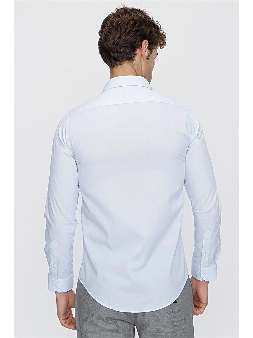 Mavi Uzun Kol Sert Yaka  Slim Fit Dar Kesim Klasik Gömlek 1004220228-6