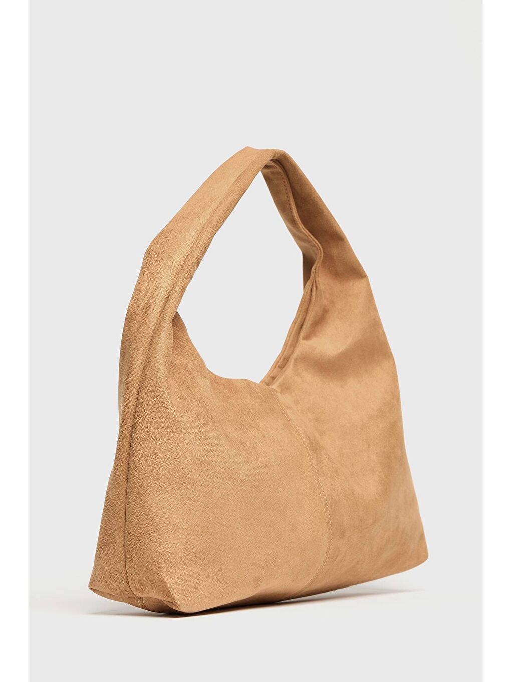 Kahverengi Kadın Camel Süet Shopper Omuz Çantası – Yumuşak Form Vintage Model-3