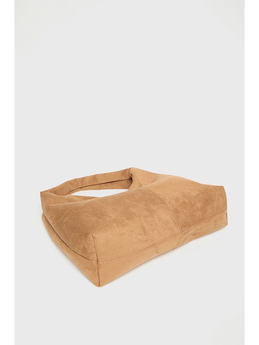 Kahverengi Kadın Camel Süet Shopper Omuz Çantası – Yumuşak Form Vintage Model-4